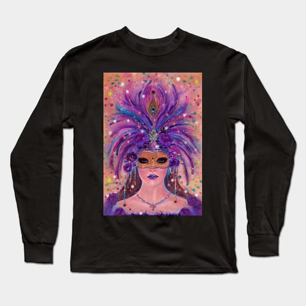 Lady Mardi Gras by Renee Lavoie Long Sleeve T-Shirt by ReneeLLavoie